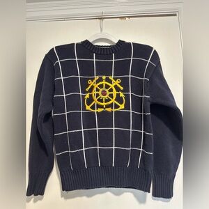 Vintage 90s Tommy Hilfiger Embroidered Geometric Nautical Crew Neck Sweater.